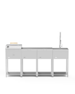 Long Outdoor Sink Station – modulárna vonkajšia kuchyňa s grilom a dresom